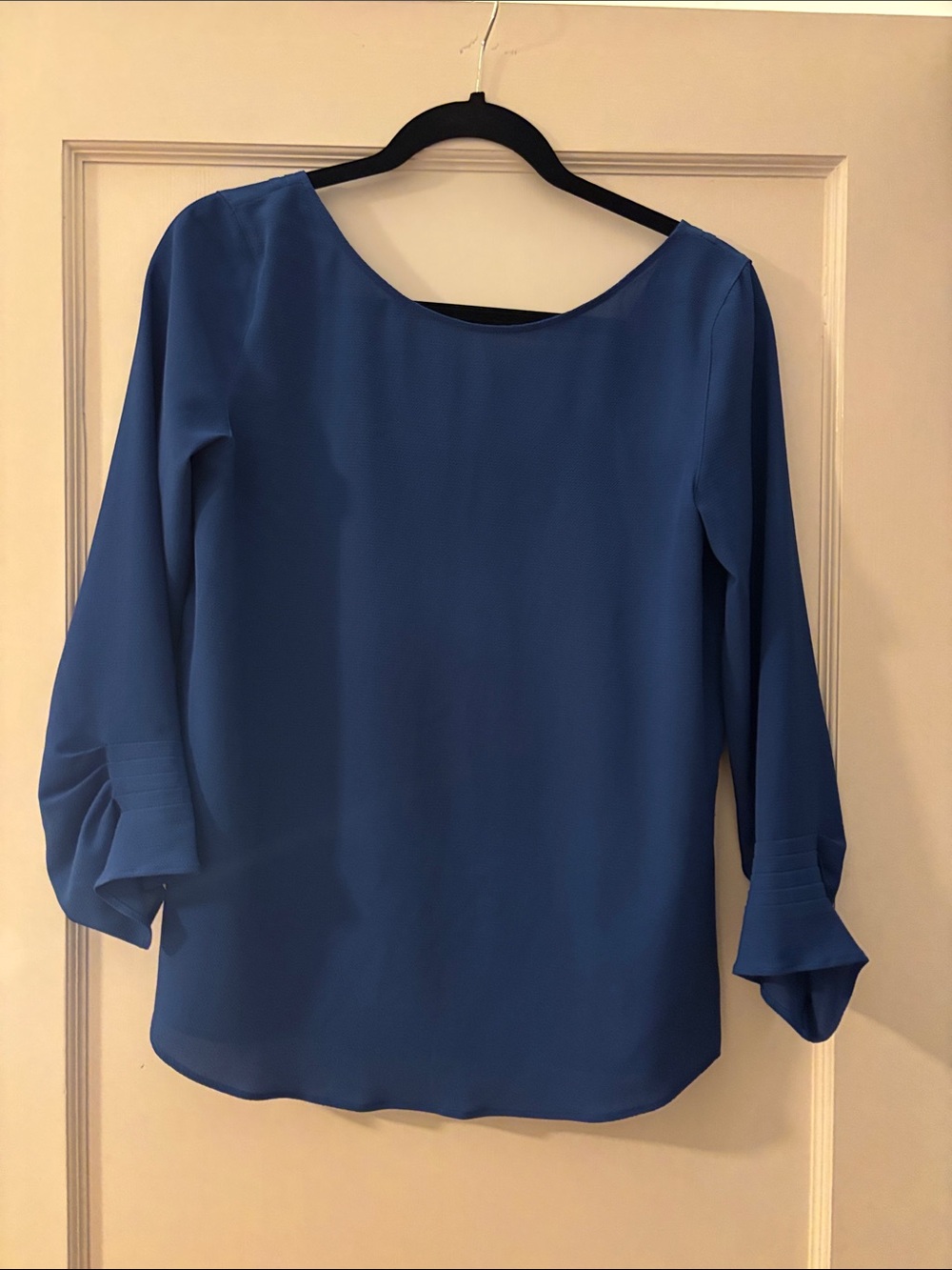 Massimo Dutti Royal Blue Long Sleeve Boatneck Blouse